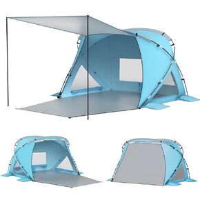 Elegear Beach Tent Sun Shelter with Canopy, CumbreX™ 4-6 Person Pop Up Beach Tent, Easy Setup UPF 50+ UV Protection Portable Lightweight Waterproof Cooler Family Beach Cabana Sun Shade Shelter - Blue in Kuwait