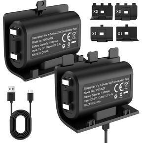 2 Pack 1100mAh Rechargeable Controller Battery Pack with 4 Back Covers for Xbox Series S|X/Xbox One S/X/One Elite Remote Play,Charge Kit Included Type-C Charging Cable in Saudi Arabia
