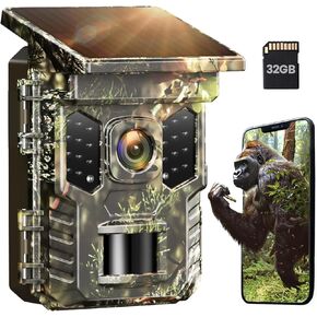 كاميرا XTU 4K 64 ميجابكسل تعمل بالطاقة الشمسية مع واي فاي وبلوتوث - مشغل سريع 0.2 ثانية، بدون اشتراك، رؤية ليلية تعمل بالحركة، كاميرا ألعاب قابلة لإعادة الشحن للحياة البرية والغزلان للاستخدام الخارجي، IP66 مقاومة للماء in Kuwait