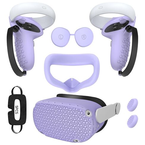 لملحقات Oculus Quest 2 غطاء وسادة للوجه لـ Quest 2 Contorller Grips غطاء عدسة VR أغطية سيليكون VR غطاء أغطية أعواد الإبهام لـ Meta Quest 2 غطاء عين للاستعمال مرة واحدة 5 قطع (أسود) in Kuwait