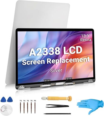 مجموعة شاشة LCD كاملة بديلة A2338، شاشة Retina 13.3 بوصة 2560x1600 بديلة لجهاز MacBook Pro M1 M2 EMC 3578 8162 MYD83 MYD92 Series، مع مجموعة إصلاح التثبيت in Kuwait