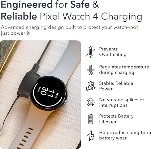Wasserstein On-The-Go Charger Compatible with Google Pixel Watch 4 (41mm & 45mm) - Proprietary Charging Solution to Protect Battery Health - Made for Google - NOT Compatible with Pixel Watch / 2/3 in Saudi Arabia