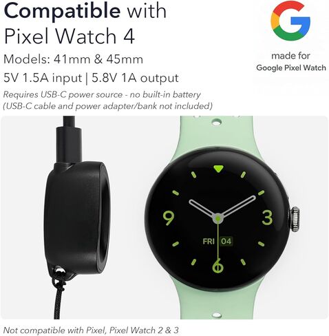 Wasserstein On-The-Go Charger Compatible with Google Pixel Watch 4 (41mm & 45mm) - Proprietary Charging Solution to Protect Battery Health - Made for Google - NOT Compatible with Pixel Watch / 2/3 in Saudi Arabia