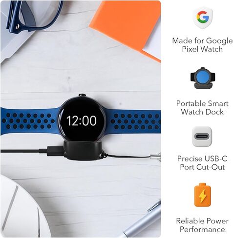 Wasserstein On-The-Go Charger Compatible with Google Pixel Watch 4 (41mm & 45mm) - Proprietary Charging Solution to Protect Battery Health - Made for Google - NOT Compatible with Pixel Watch / 2/3 in Saudi Arabia
