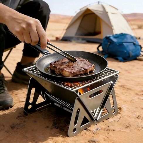 Portable Folding Camp Stove, Compact Lightweight Steel Cooking Stove for Camping Backpacking Hiking Emergency Use in Saudi Arabia
