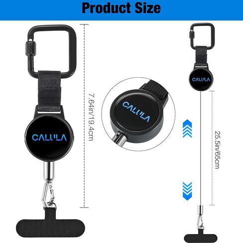 CALULA 25.5 بوصة حبل هاتف قابل للسحب مضاد للسرقة، حبل هاتف للتزلج والمشي لمسافات طويلة والسفر في الهواء الطلق، حزام هاتف مضاد للنشل مع حلقة تسلق للقفل ومرساة عالمية in Kuwait