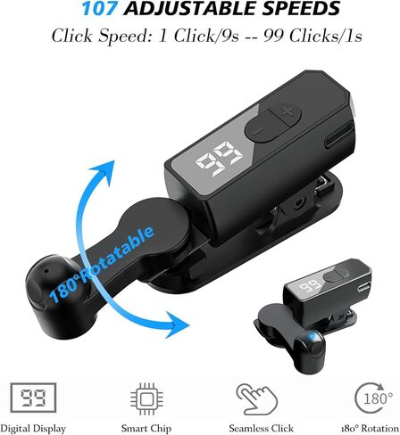 قطعتان من أداة النقر التلقائي، أداة النقر المحمولة للهواتف الذكية Tiktok iPhone iPad Android، أداة النقر اللاسلكية القابلة لإعادة الشحن - 107 سرعة قابلة للتعديل، أداة النقر التلقائي على الشاشة لإعجابات البث المباشر والألعاب (وردي) in Saudi Arabia