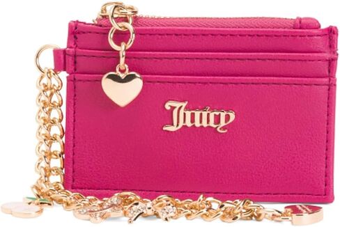 Juicy Couture Women’s Charm Card Case Wallet with Zip Pocket and Gold Chain Wristlet (Red) in Saudi Arabia