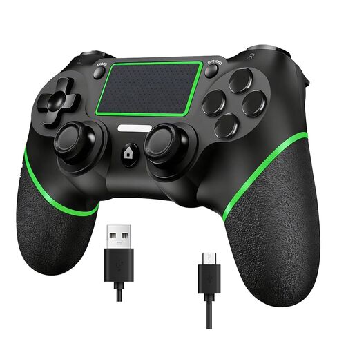 Wireless Controller for Ps4 Controller Compatible with PS4/Slim/Pro/Windows PC,with Touchpad/Vibration/Built-in Speaker&3.5mm Headphone Jack/Six-axis Motion Control/USB-C Charging Cable,Black Green in Saudi Arabia