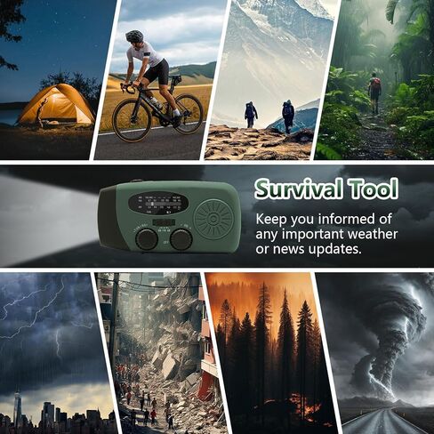 WVL 7400mWh Emergency Weather Radio, Portable Solar Hand Crank Radio AM/FM/NOAA, with 3 Mode Flashlight & Reading Lamp, Cell Phone Charger and SOS Siren(Navy Green) in Saudi Arabia