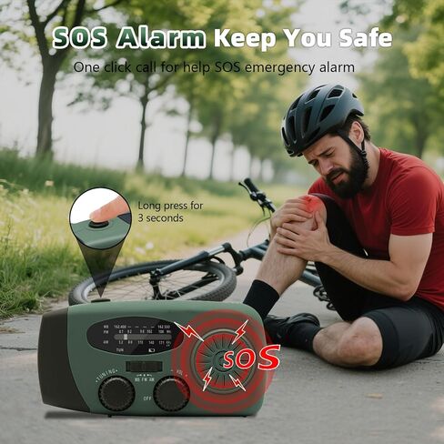 WVL 7400mWh Emergency Weather Radio, Portable Solar Hand Crank Radio AM/FM/NOAA, with 3 Mode Flashlight & Reading Lamp, Cell Phone Charger and SOS Siren(Navy Green) in Saudi Arabia