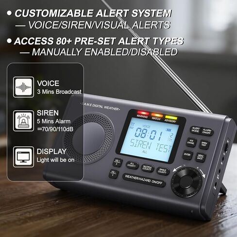 RunningSnail NOAA Weather Alert Radio - S.A.M.E Localized Programming, 23 County Codes & 80+ Emergency Alerts, Battery Backup, Alarm, Selectable Alert Tone, External Antenna, External Warning Light in Saudi Arabia