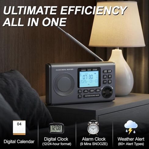 RunningSnail NOAA Weather Alert Radio - S.A.M.E Localized Programming, 23 County Codes & 80+ Emergency Alerts, Battery Backup, Alarm, Selectable Alert Tone, External Antenna, External Warning Light in Saudi Arabia