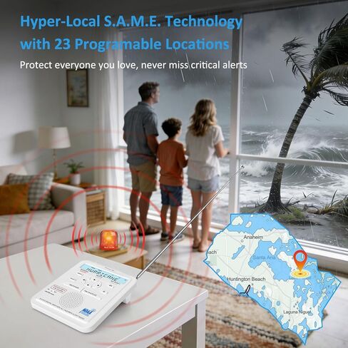 DreamSky Weather Radio NOAA Emergency Alert with FM Radio - S.A.M.E. Localized County Code Programming, 80+ Emergency Alerts, 3 Alert Tones, Plug in Radios for Home with Battery Backup, Alarm Clock in Saudi Arabia