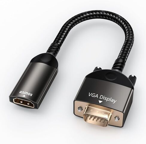 VGA to HDMI, Uni-Directional HDMI to VGA Adapter (Female to Male), VGA (Display) to HDMI (Source) Converter 1080P@60Hz Compatible with Computer, Desktop, Laptop, PC, Monitor, Projector in Kuwait
