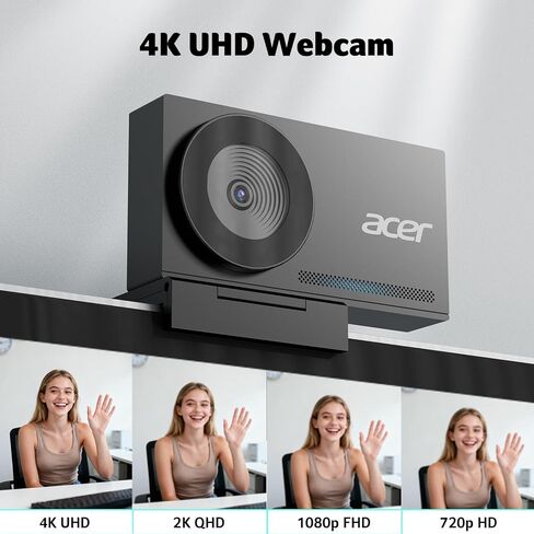 Acer 4K Webcam for PC/Mac with All-Metal Unibody Sculpted, Sony 1/2" Sensor, PDAF, 2 Noise Reduction Mics, Privacy Cover for Switch 2/Zoom/Teams/Facetime/YouTube/Google Meet in Saudi Arabia