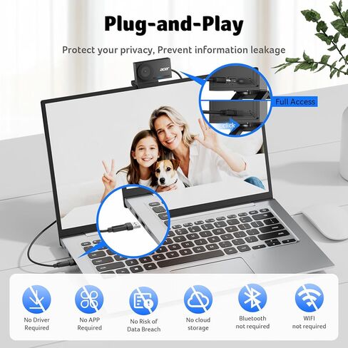 Acer 4K Webcam for PC/Mac with All-Metal Unibody Sculpted, Sony 1/2" Sensor, PDAF, 2 Noise Reduction Mics, Privacy Cover for Switch 2/Zoom/Teams/Facetime/YouTube/Google Meet in Saudi Arabia