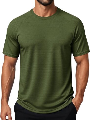 MAGCOMSEN Texture Men's Workout Shirts Short Sleeve Moisture Wicking Athletic Lightweight T-Shirt Gym Running Tennis in Saudi Arabia