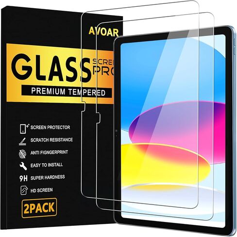 عبوتان من واقي الشاشة لجهاز iPad 11th A16 2025 والجيل العاشر 10.9 بوصة 2022، حافظة فائقة الحساسية صديقة للبيئة عالية الدقة وزجاج مقسى بصلابة 9H [متوافق مع معرف الوجه وقلم Apple] in Kuwait
