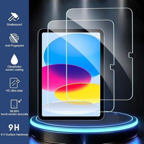 عبوتان من واقي الشاشة لجهاز iPad 11th A16 2025 والجيل العاشر 10.9 بوصة 2022، حافظة فائقة الحساسية صديقة للبيئة عالية الدقة وزجاج مقسى بصلابة 9H [متوافق مع معرف الوجه وقلم Apple] in Kuwait