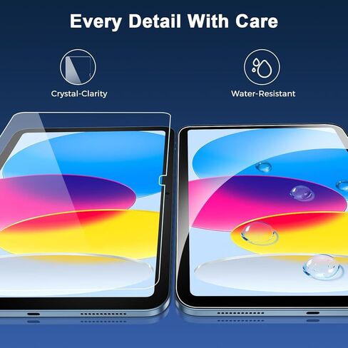 عبوتان من واقي الشاشة لجهاز iPad 11th A16 2025 والجيل العاشر 10.9 بوصة 2022، حافظة فائقة الحساسية صديقة للبيئة عالية الدقة وزجاج مقسى بصلابة 9H [متوافق مع معرف الوجه وقلم Apple] in Kuwait