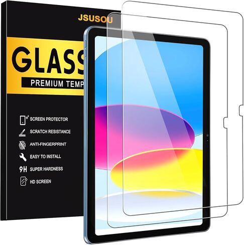 واقي شاشة مكون من قطعتين لجهاز iPad 11th A16 2025 والجيل العاشر 10.9 بوصة 2022، طبقة من الزجاج المقوى عالي الدقة الشفاف 9H متوافق مع iPad 11/10 Gen، حساس للمس in Kuwait
