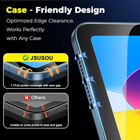 واقي شاشة مكون من قطعتين لجهاز iPad 11th A16 2025 والجيل العاشر 10.9 بوصة 2022، طبقة من الزجاج المقوى عالي الدقة الشفاف 9H متوافق مع iPad 11/10 Gen، حساس للمس in Kuwait