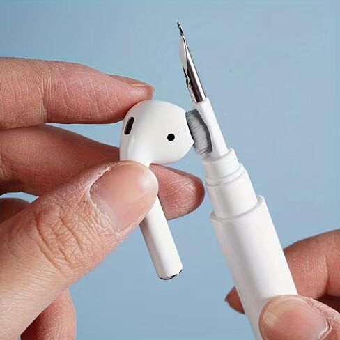 مجموعة تنظيف سماعات الأذن اللاسلكية 3 في 1 متوافقة مع AirPods وAirPods Pro - سماعة أذن ABS مع محطات مسح ورش، أبيض in Saudi Arabia