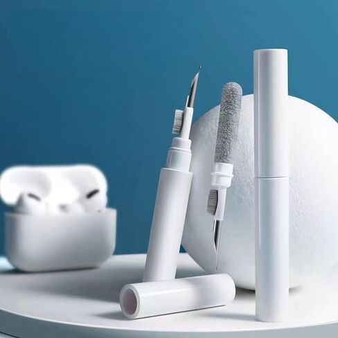 Wireless Earphone Cleaning Kit 3-in-1 Compact Precision Metal Pick Brush Foam Swab for AirPods Earbuds Home Travel Office, White in Saudi Arabia