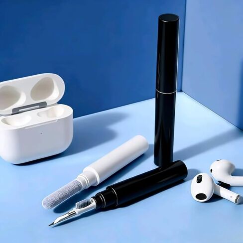 Bluetooth Headphone Cleaning Pen, Multi-Functional Brush for Earphone Ports, Earbuds Dust Remover with Soft Tip for Audio Devices (Black and White) in Saudi Arabia