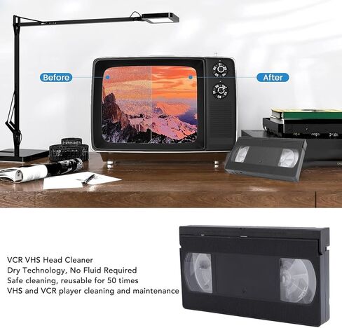 منظف ​​رأس VCR VHS، مجموعة تنظيف رأس الفيديو القابلة لإعادة الاستخدام، أداة تنظيف رأس مشغل الفيديو، تقنية جافة، لا يتطلب سائل in Saudi Arabia