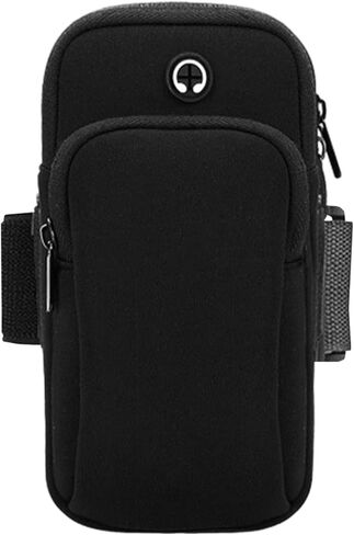 Phone Holder for Running, Universal Adjustable Arm Band Key Card Bag Fit Gym Jogging Hiking Exercise Walking Workout, Running Armband for Phone Under 7 Inch(Black) in Saudi Arabia