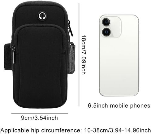 Phone Holder for Running, Universal Adjustable Arm Band Key Card Bag Fit Gym Jogging Hiking Exercise Walking Workout, Running Armband for Phone Under 7 Inch(Black) in Saudi Arabia