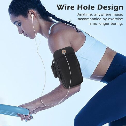 Phone Holder for Running, Universal Adjustable Arm Band Key Card Bag Fit Gym Jogging Hiking Exercise Walking Workout, Running Armband for Phone Under 7 Inch(Black) in Saudi Arabia