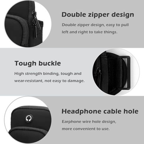 Phone Holder for Running, Universal Adjustable Arm Band Key Card Bag Fit Gym Jogging Hiking Exercise Walking Workout, Running Armband for Phone Under 7 Inch(Black) in Saudi Arabia