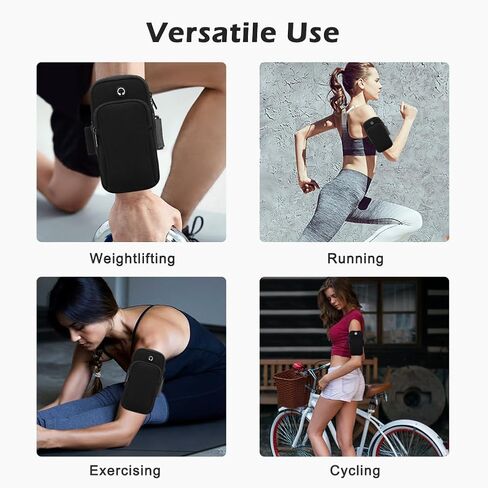 Phone Holder for Running, Universal Adjustable Arm Band Key Card Bag Fit Gym Jogging Hiking Exercise Walking Workout, Running Armband for Phone Under 7 Inch(Black) in Saudi Arabia
