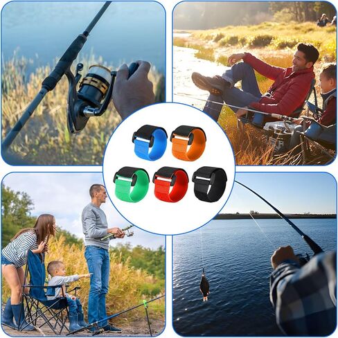 20 Pcs Fishing Rod Straps, 5 Color Hook & Loop Fish Rod Belts, Adjustable Elastic Tackle Belt Ties Casting Rods Fishing Pole Straps FishingRod Ties for Casting, Fly Rods in Saudi Arabia