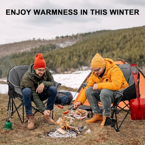 REALEAD Heated Camping Chair - Fully Thick Padded - Heated Chairs for Outdoor Sport with Back and Seat Heating - Heated Outdoor Chair for Adults - Battery NOT Included in Saudi Arabia