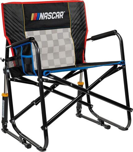 GCI Outdoor NASCAR Freestyle XL Rocker Camping & Sideline Sports Chair | Portable Folding Rocking Chair with Durable Armrests & Drink Holder | Great for Big and Tall, Black in Saudi Arabia