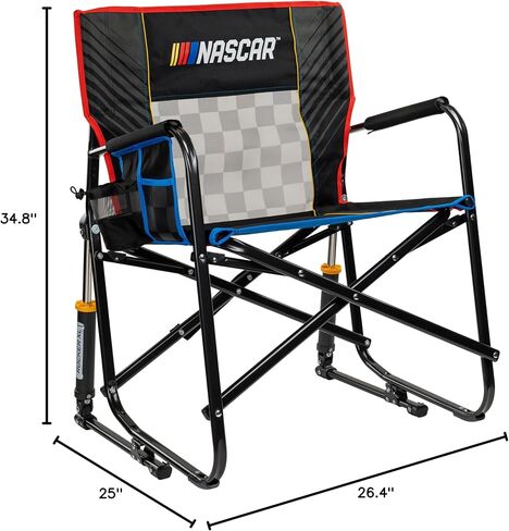 GCI Outdoor NASCAR Freestyle XL Rocker Camping & Sideline Sports Chair | Portable Folding Rocking Chair with Durable Armrests & Drink Holder | Great for Big and Tall, Black in Saudi Arabia