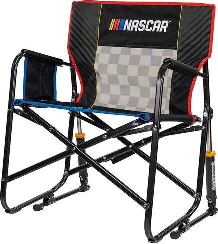 GCI Outdoor NASCAR Freestyle XL Rocker Camping & Sideline Sports Chair | Portable Folding Rocking Chair with Durable Armrests & Drink Holder | Great for Big and Tall, Black in Saudi Arabia