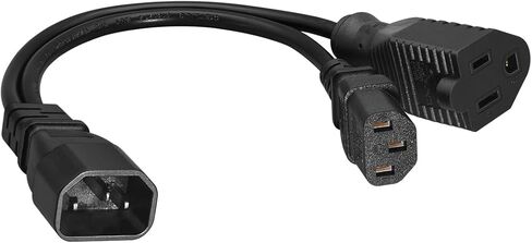 IEC 320 C14 Male to C13 + NEMA 5-15R Female Y-Splitter Power Cord, 1FT/0.32M, 10A 250V, AC Power Adapter Cable for Server, PDU, UPS, Desktop, Monitor, and Small Appliances (20) in Saudi Arabia