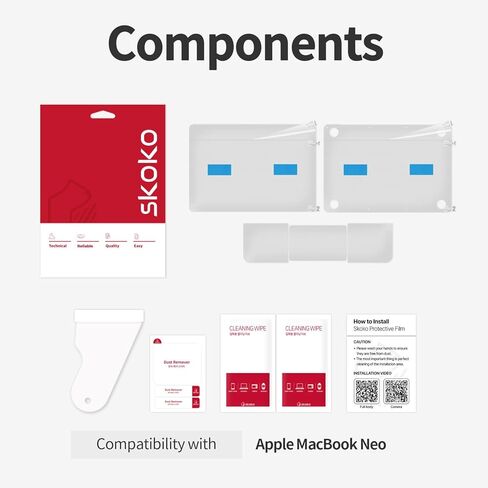 skoko Invisible Matte Transparent Skin Compatible with MacBook Neo 13 Inch Model A3404 Top & Bottom & Palmrest & Trackpad, Similar to Screen Protector TPU, Film Cover in Saudi Arabia