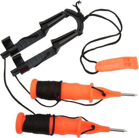 2 x Retractable Ice Fishing Safety Barbs Ice Fishing Safety Kit Winter Barbs with Emergency Whistle and Black Rope in Saudi Arabia