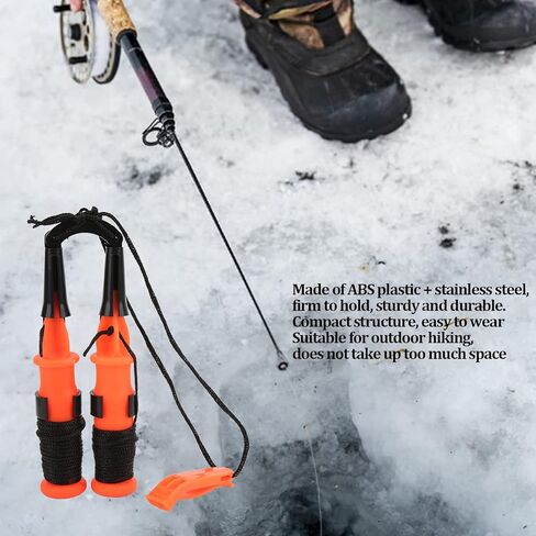 2 x Retractable Ice Fishing Safety Barbs Ice Fishing Safety Kit Winter Barbs with Emergency Whistle and Black Rope in Saudi Arabia