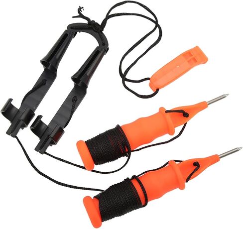 2 x Retractable Ice Fishing Safety Barbs Ice Fishing Safety Kit Winter Barbs with Emergency Whistle and Black Rope in Saudi Arabia