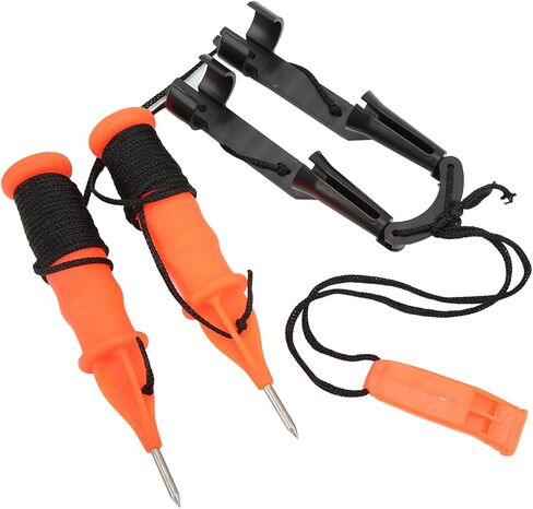 2 x Retractable Ice Fishing Safety Barbs Ice Fishing Safety Kit Winter Barbs with Emergency Whistle and Black Rope in Saudi Arabia
