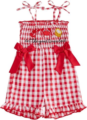 FYBITBO Baby Girl Crawfish Outfit Fly Sleeve Crawfish Romper Bowknot Jumpsuit One Piece Summer Clothes Newborn Infant in Saudi Arabia