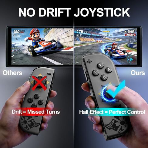 وحدات تحكم التبديل MunyLazy، استبدال Joy Remote Con اللاسلكية للتبديل 1 OLED Lite، عصا التحكم بتأثير Hall No Drift، لعب لمدة 20 ساعة، HD Rumble، تحكم جيروسكوبي، بدون NFC، رمادي رائع جدًا in Kuwait