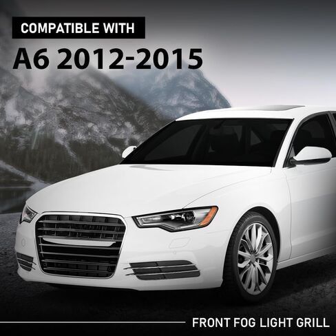G-PLUS Pair Front Bumper Fog Light Grill Cover, Compatible with Audi A6/ A6 Quattro 2012 2013 2014 2015, Left Driver & Right Passenger Side 2PCS, 4G08076819B9, 4G0807682F9B9 in Saudi Arabia